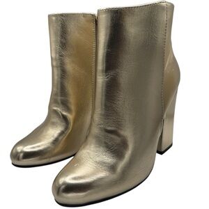 Bamboo Namaste Metallic Gold Faux Fur Lining 4” Heeled Boots - Size 6